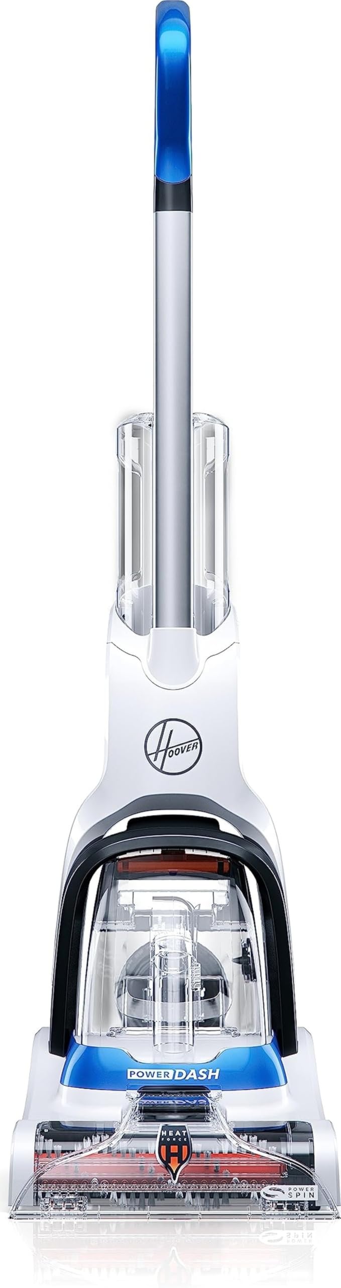 Hoover PowerDash Pet vista frontal mostrando diseño compacto y acceso sencillo