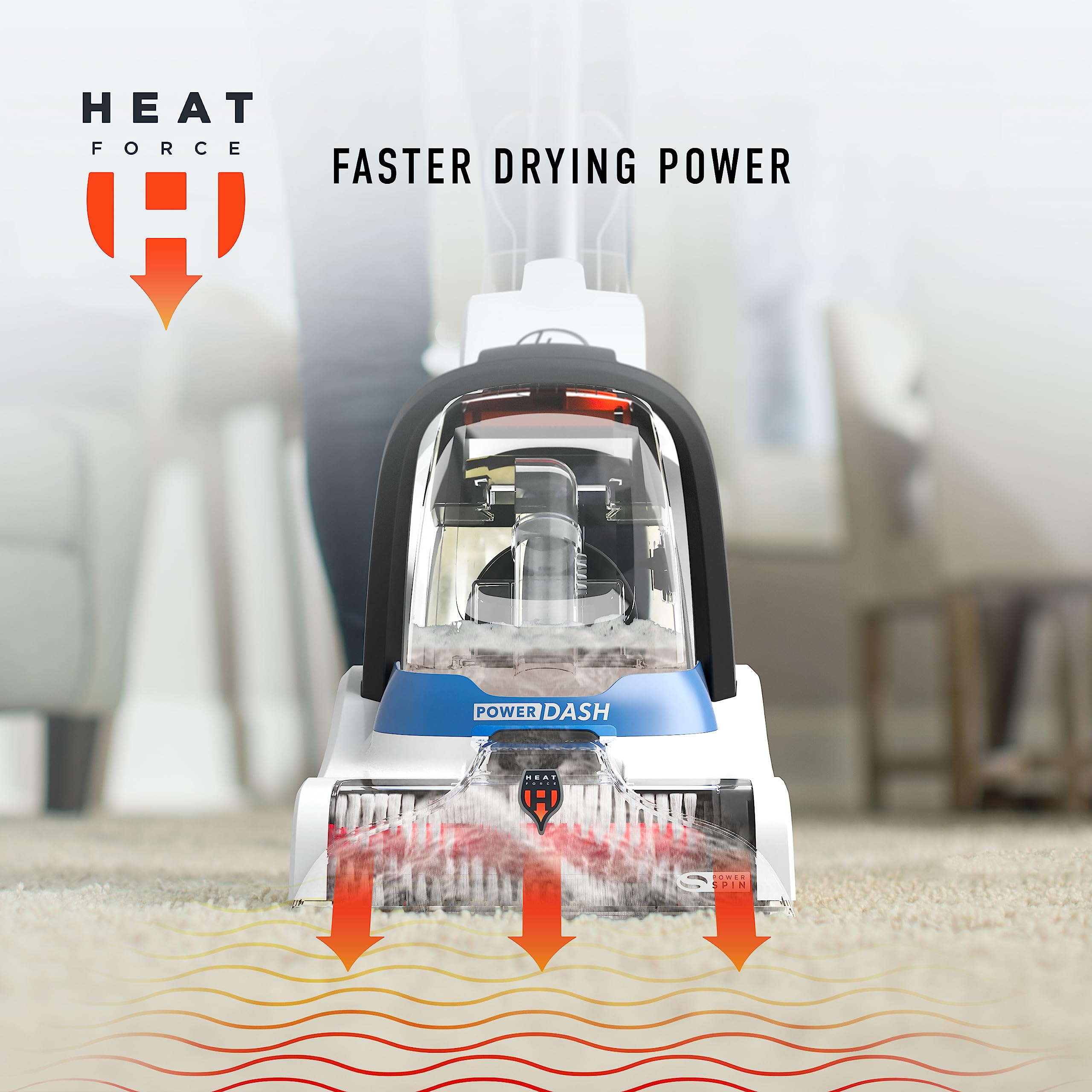 Hoover PowerDash Pet con muestra de solución para mascotas incluida en la caja