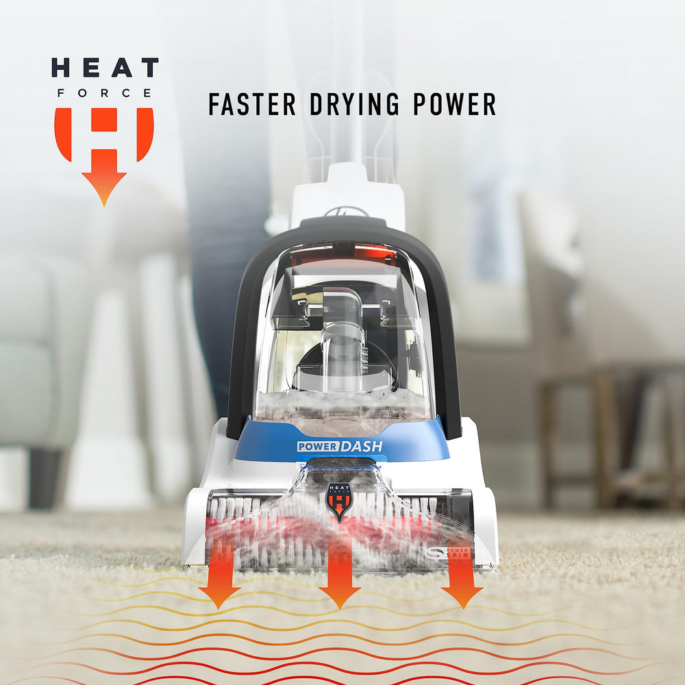 Hoover PowerDash Pet con muestra de solución para mascotas incluida en la caja