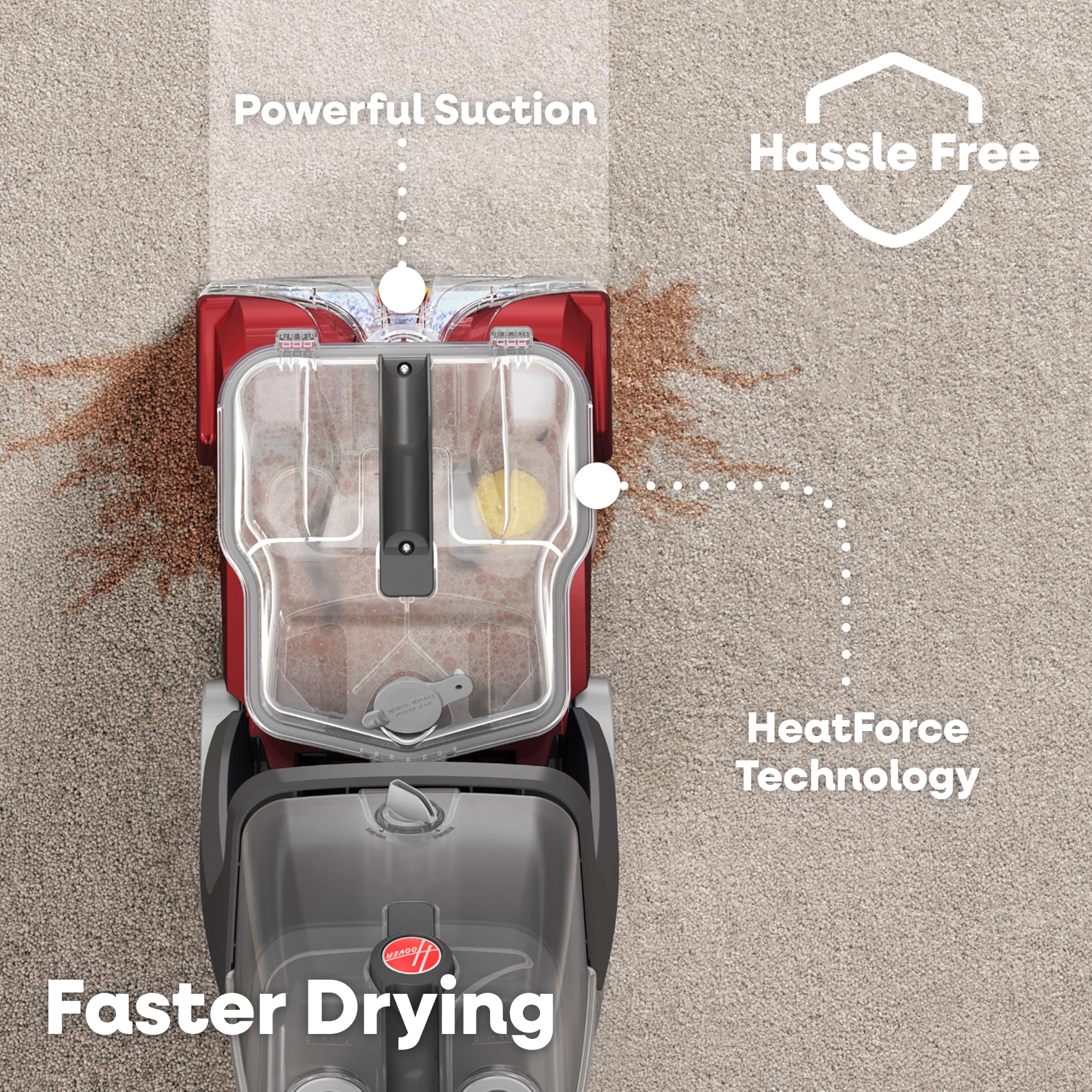 Hoover PowerScrub tanques separados de agua limpia y sucia para higiene fácil