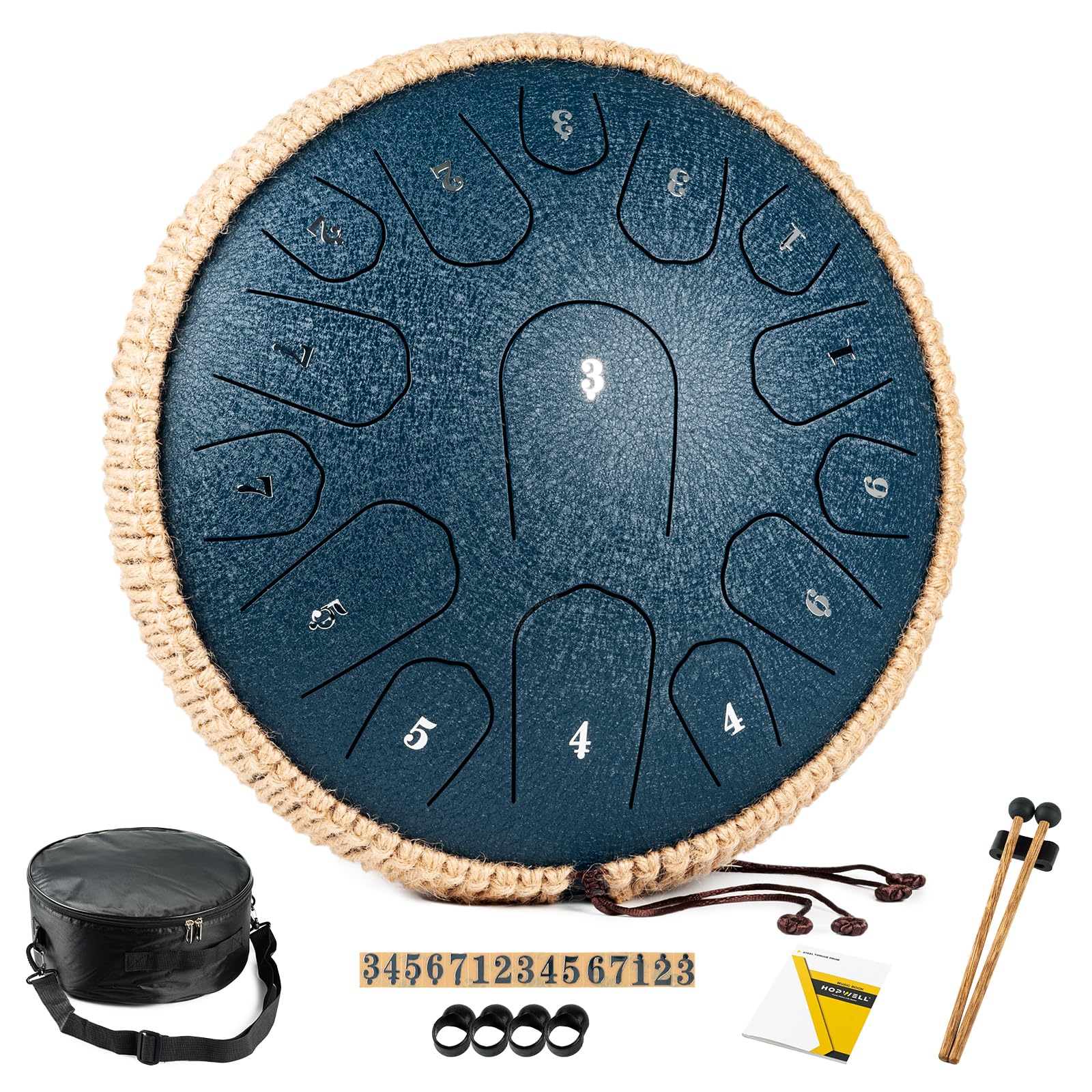 HOPWELL vista frontal del tambor azul marino con sonido claro