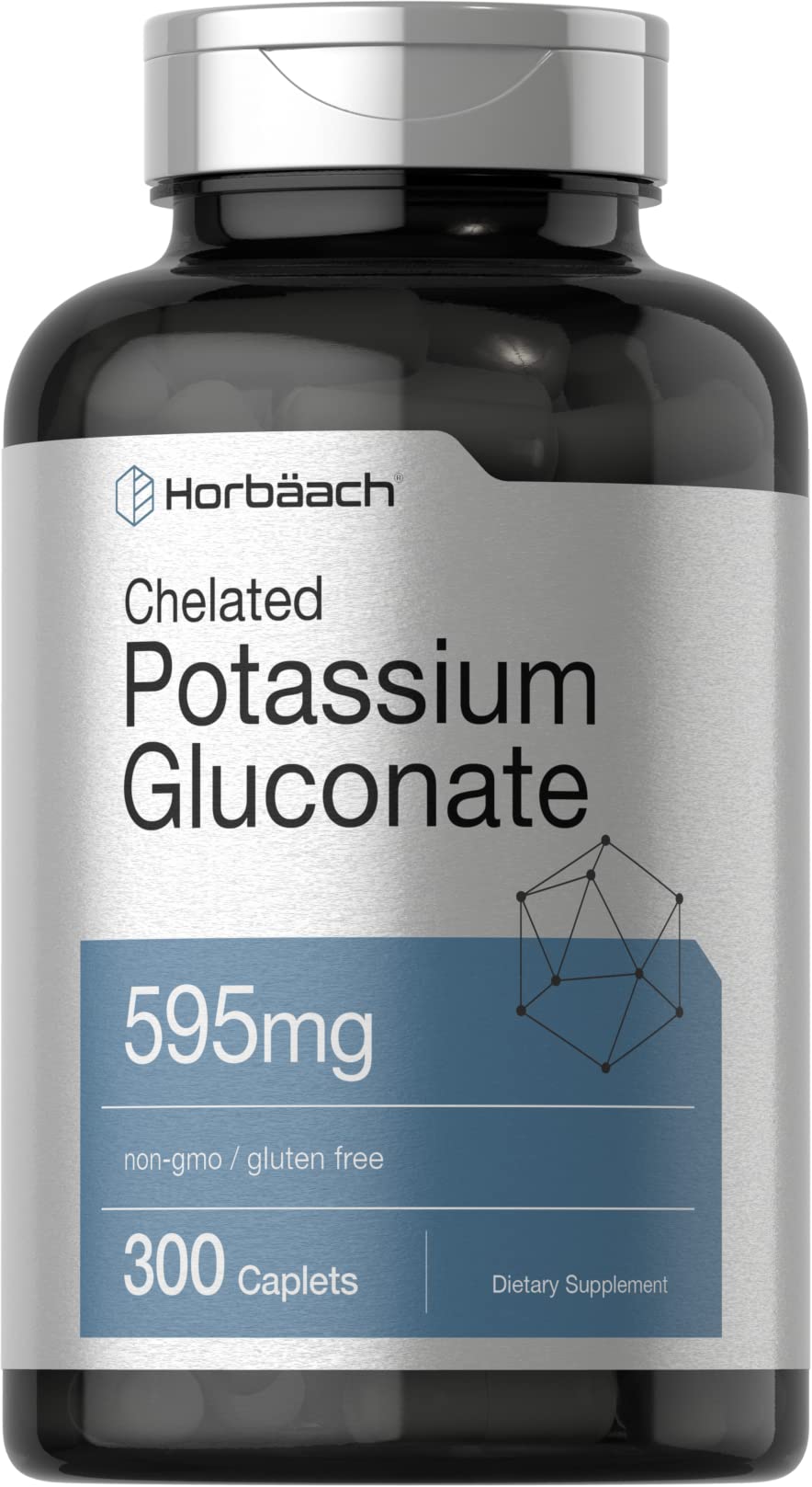 Horbäach frasco frontal mostrando 595 mg y 300 caplets, confianza de marca