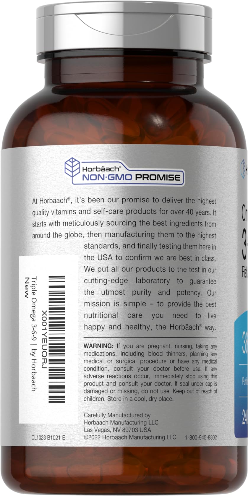 Horbäach softgels in hand showing size and easy-swallow benefit