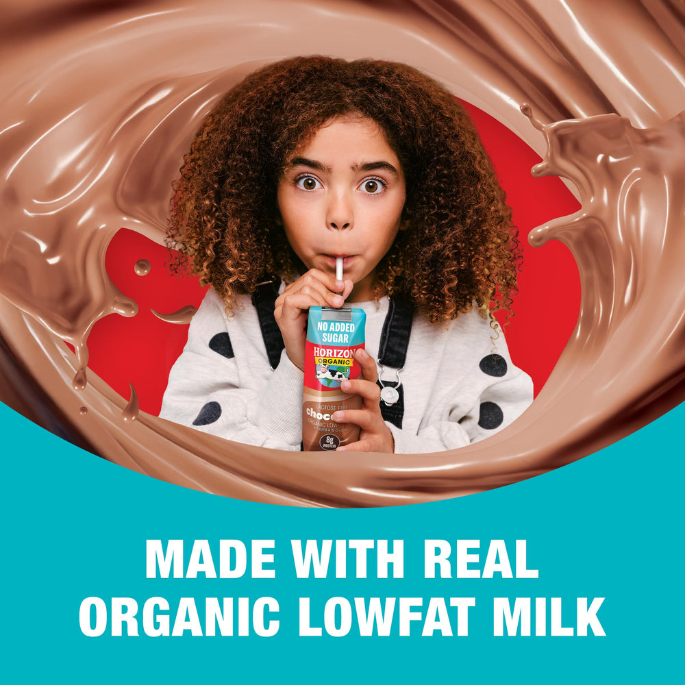 Horizon Organic vaso con batido de chocolate, añade sabor a recetas