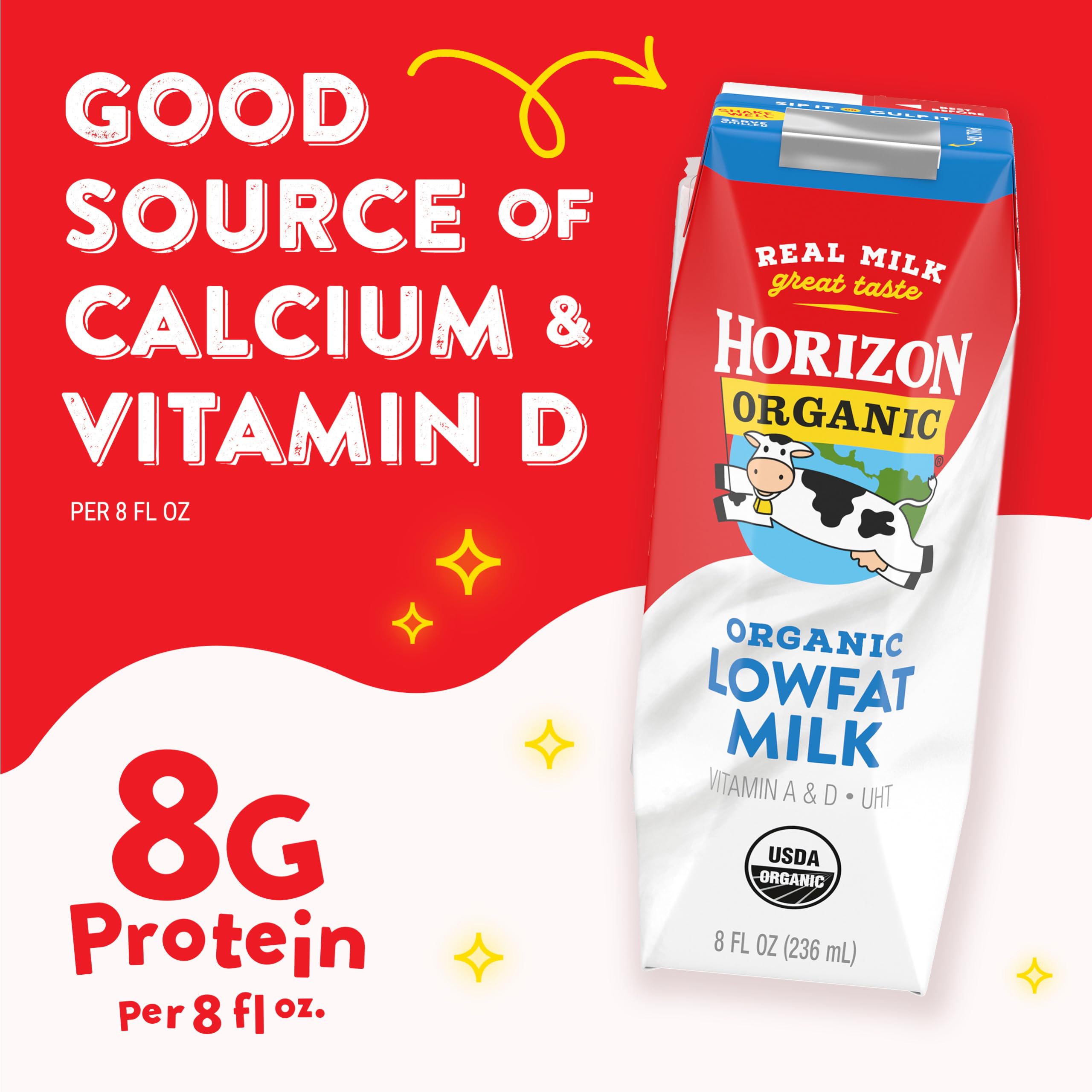 Horizon Organic cartons in a child's lunchbox offering portable nutrition
