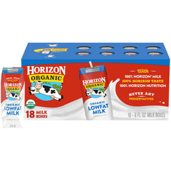 Horizon Organic front packaging showing 18-count convenience and organic benefit