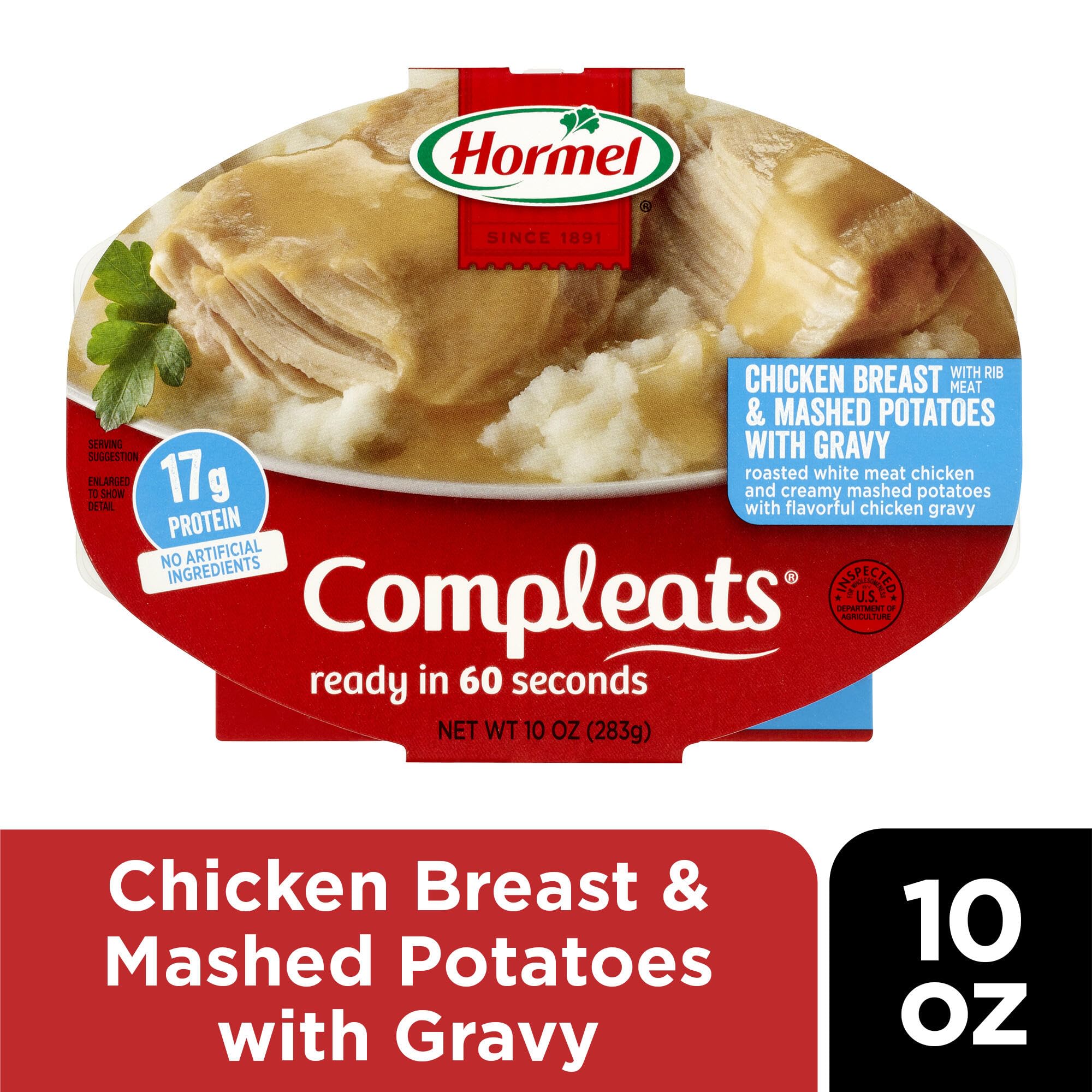 HORMEL COMPLEATS bandeja abierta mostrando textura y facilidad de calentado