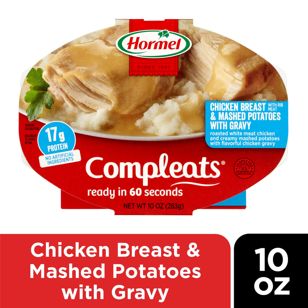 HORMEL COMPLEATS bandeja abierta mostrando textura y facilidad de calentado
