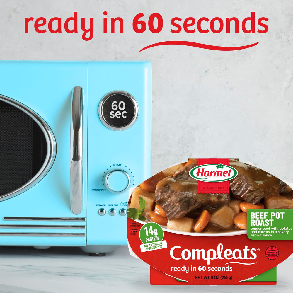 HORMEL COMPLEATS bandeja calentándose en microondas rápidamente