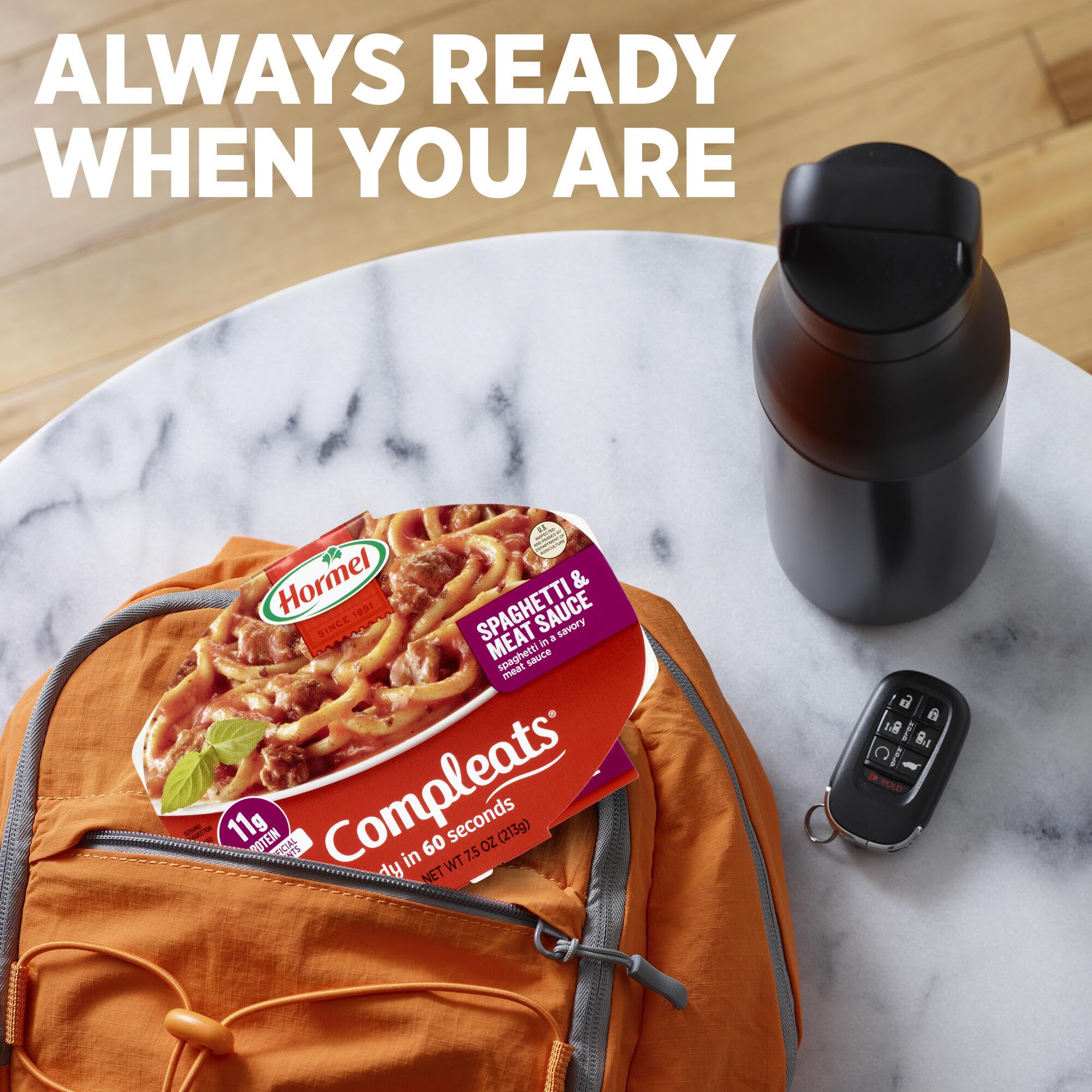 Hormel Compleats escena lifestyle mostrando comodidad y solución rápida