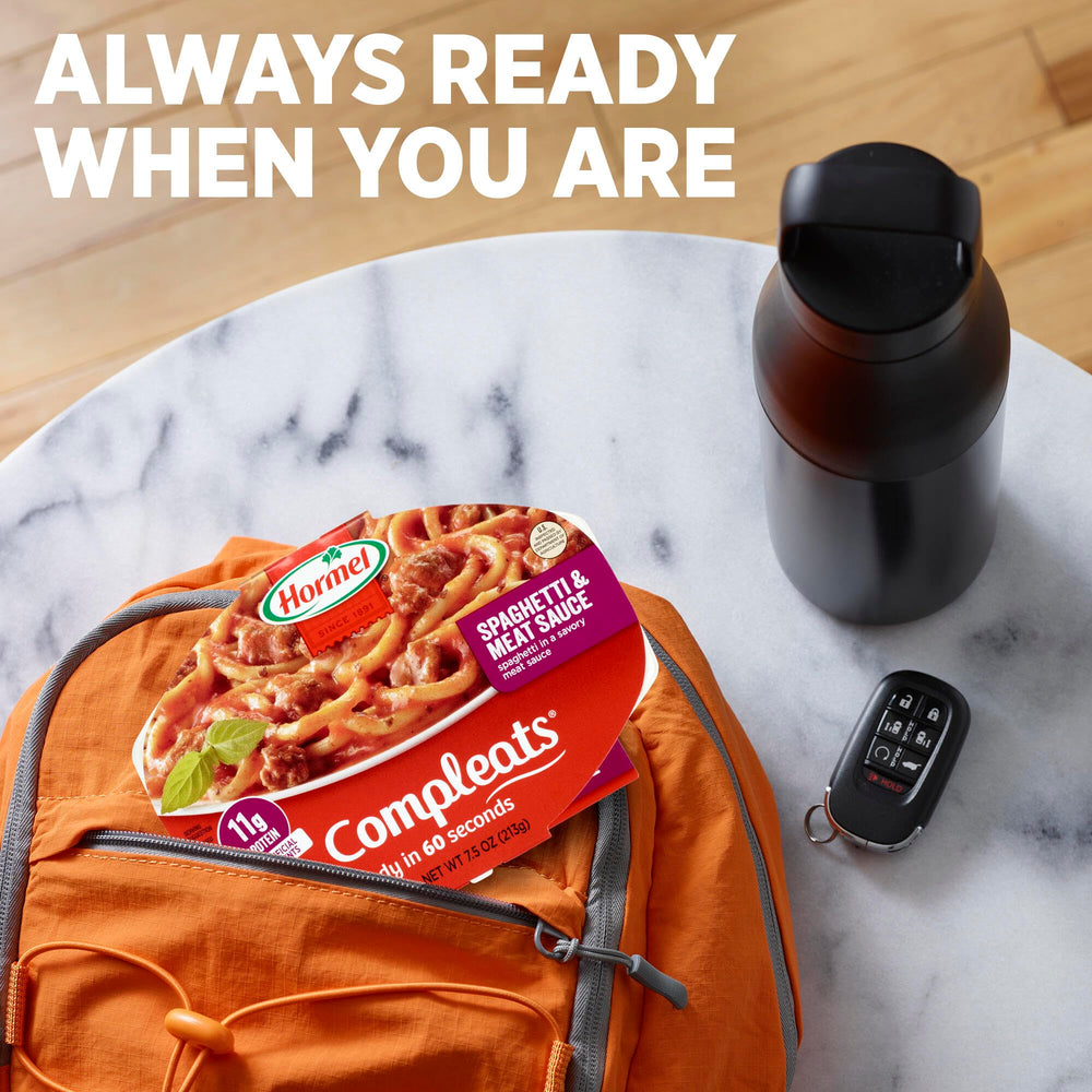 Hormel Compleats escena lifestyle mostrando comodidad y solución rápida