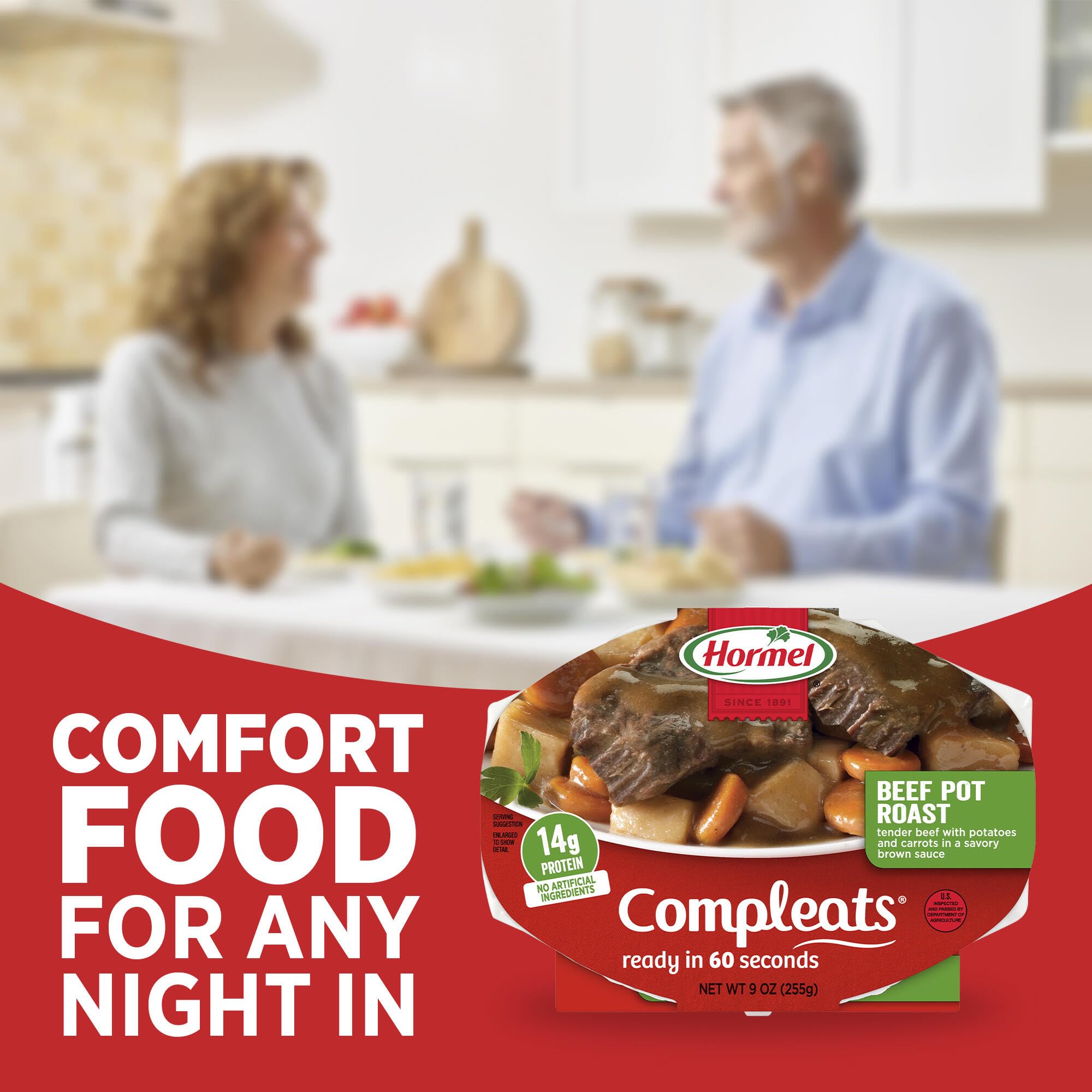 HORMEL COMPLEATS etiqueta nutricional clara con información útil