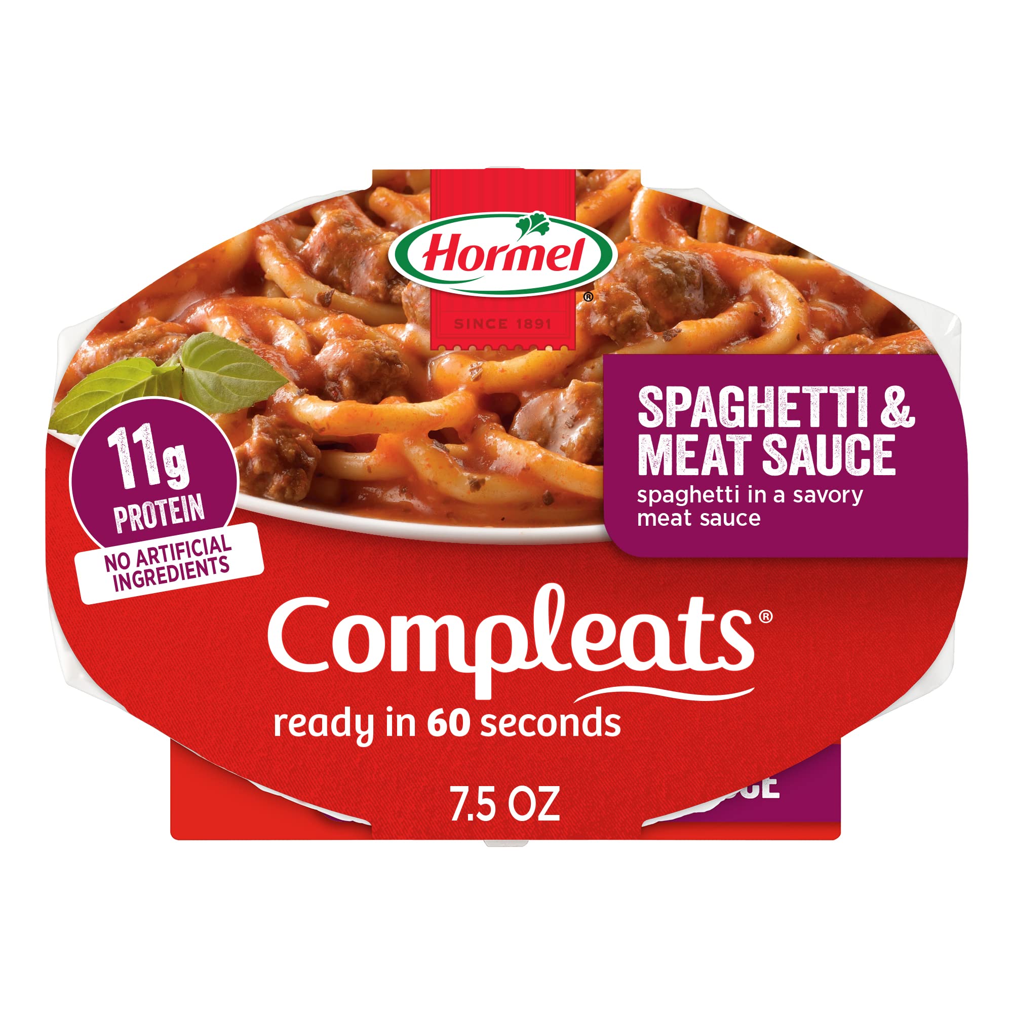 Hormel Compleats frente del empaque mostrando siete bandejas y conveniencia
