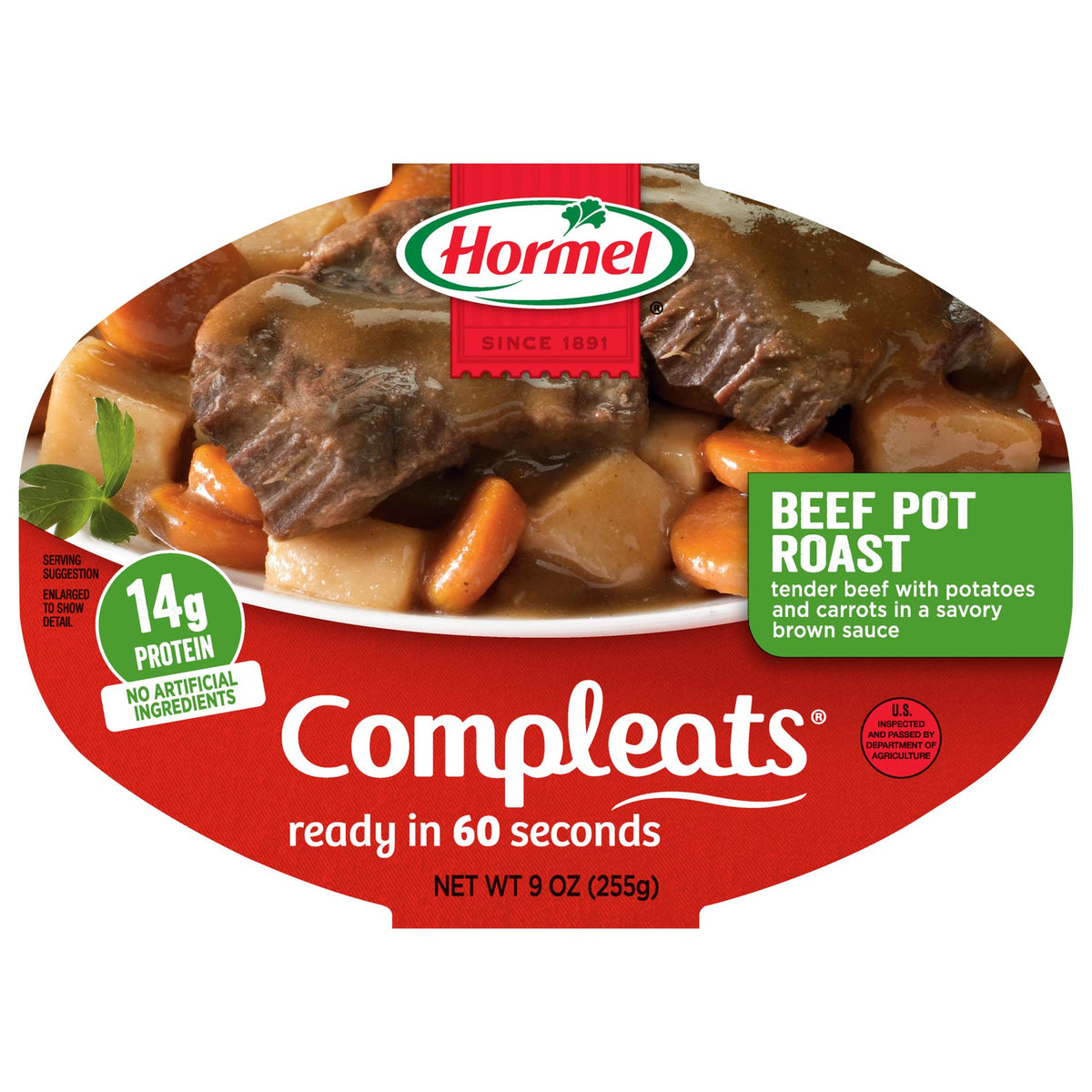 HORMEL COMPLEATS frente del empaque mostrando conveniencia y marca