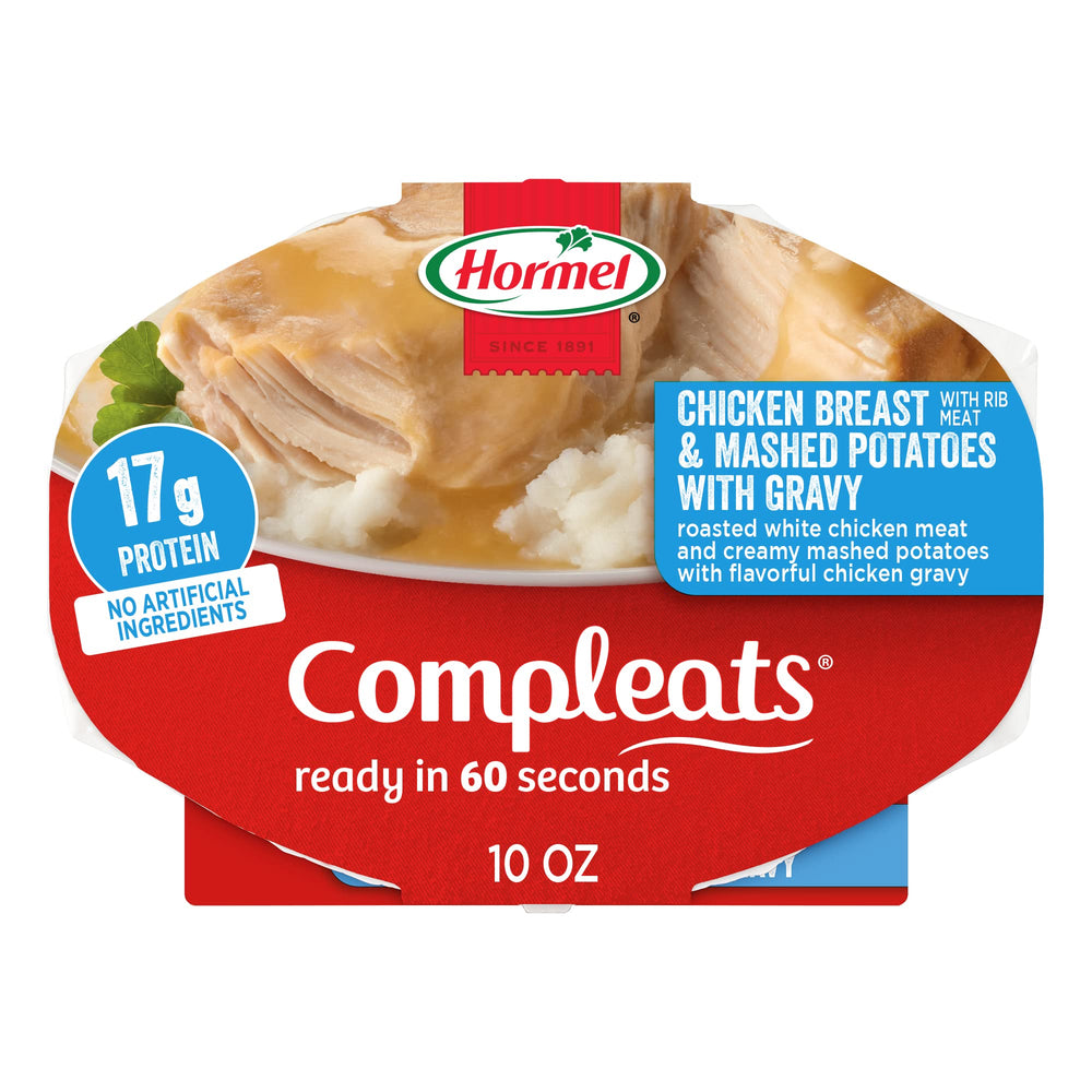 HORMEL COMPLEATS empaque frontal mostrando pack de seis y beneficio conveniencia