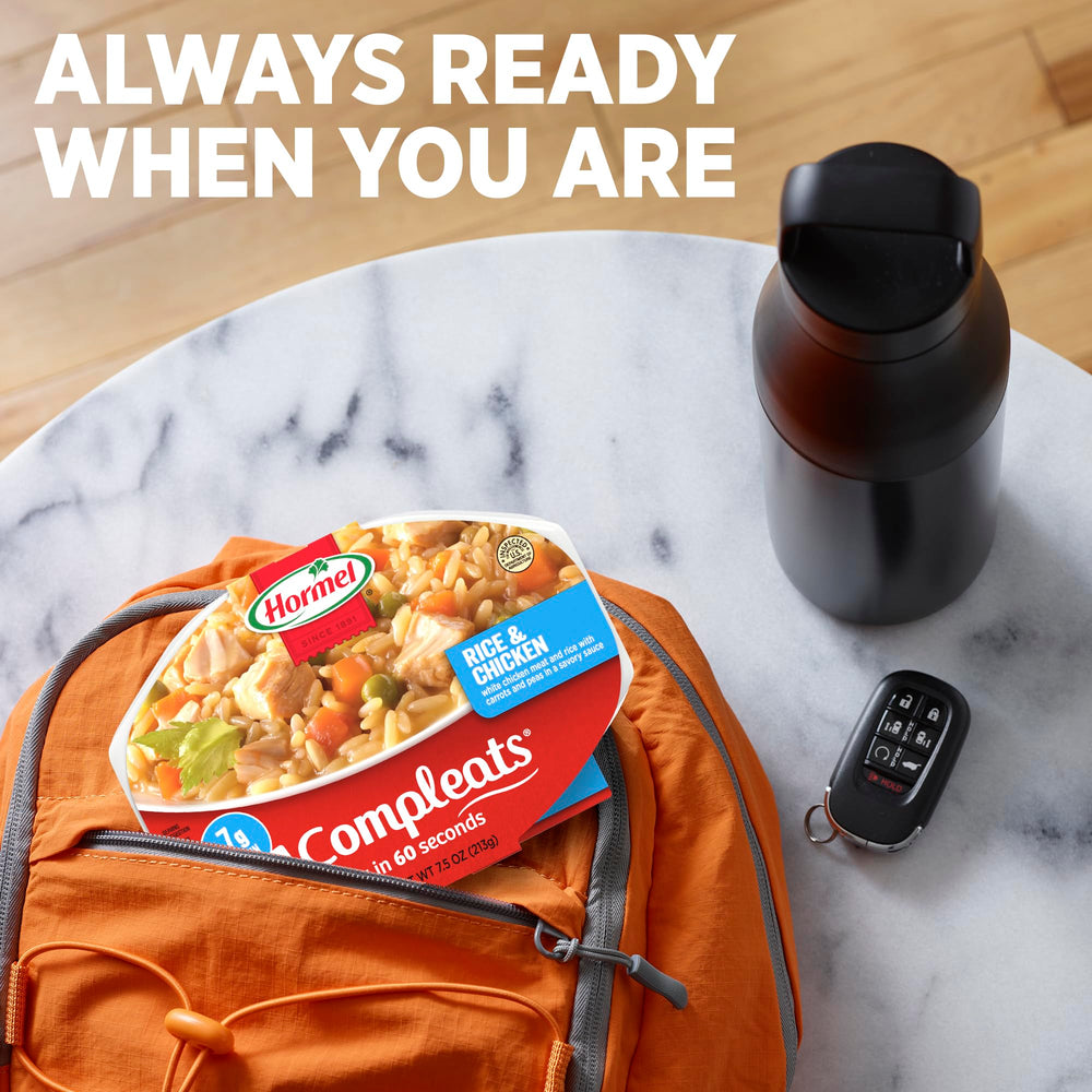 HORMEL COMPLEATS detalle cremoso de mac and cheese con carne, textura y sabor intenso