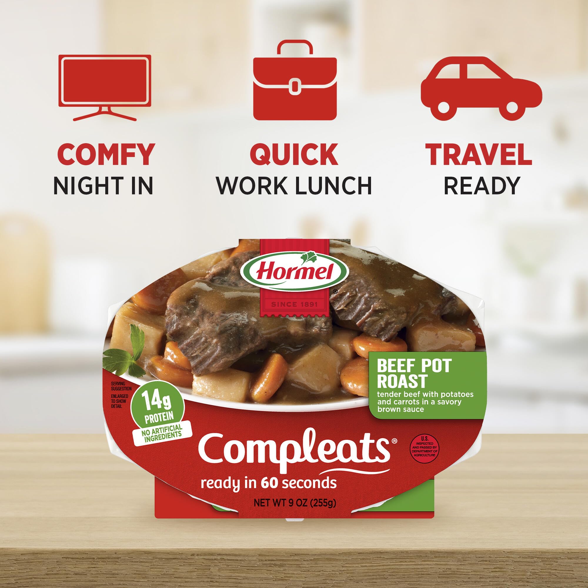 HORMEL COMPLEATS papas y zanahorias visibles y jugosas