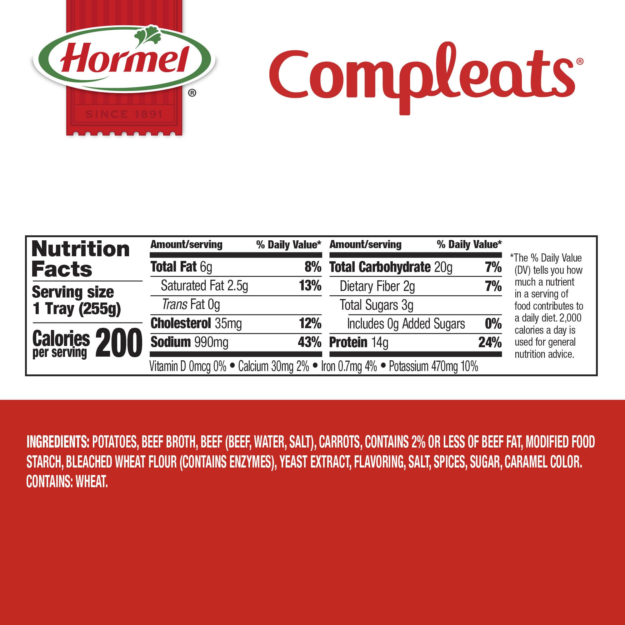 HORMEL COMPLEATS mostrando tamaño de 9 oz en mano para escala
