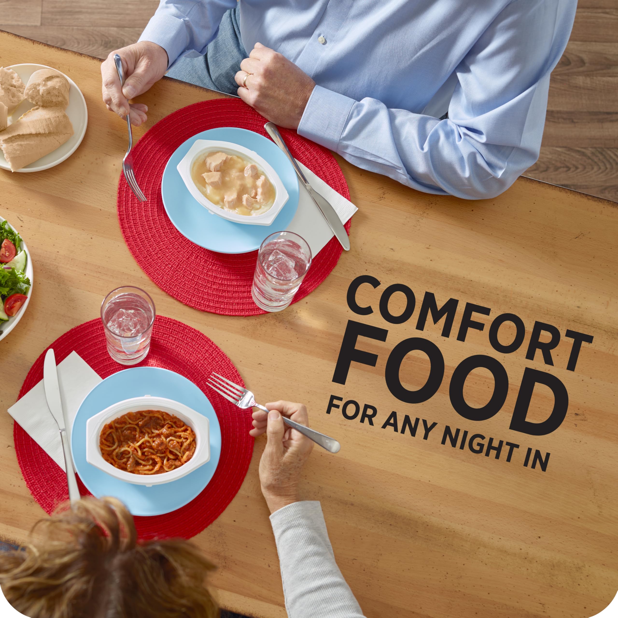 HORMEL COMPLEATS varias bandejas desempaquetadas mostrando las opciones incluidas