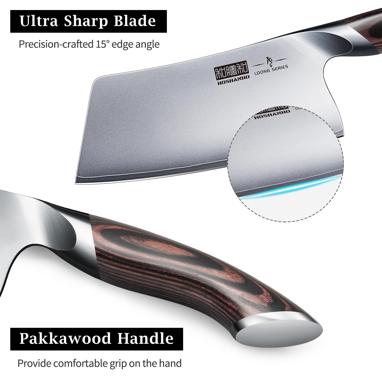 HOSHANHO cleaver mango ergonómico para agarre cómodo y control