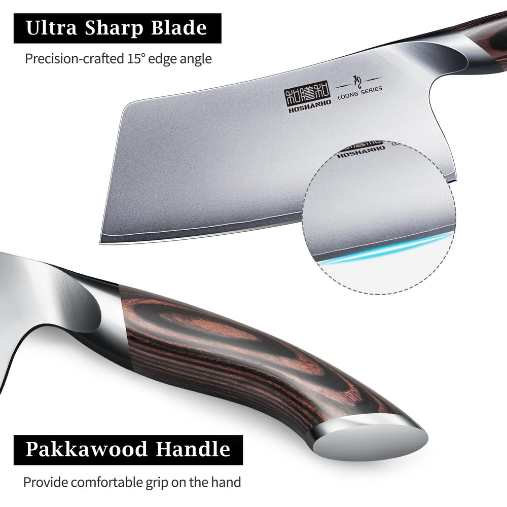 HOSHANHO cleaver mango ergonómico para agarre cómodo y control