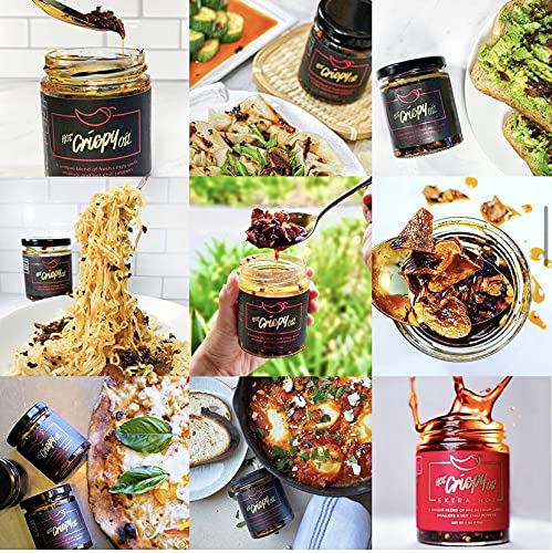 Hot Crispy Oil etiqueta legible con ingredientes limpios y hechos en USA