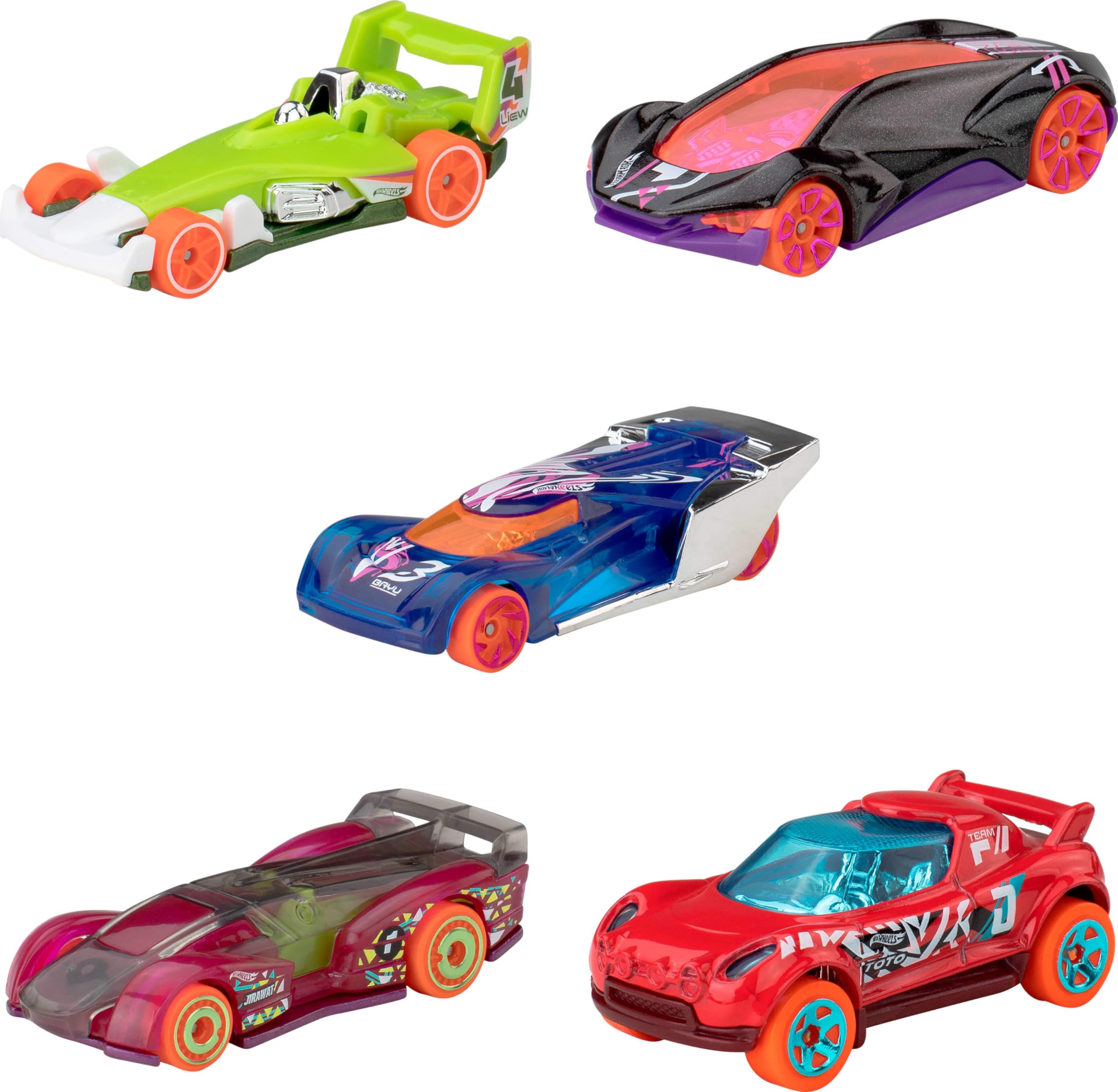 Hot Wheels primer plano de pintura y calcomanías que resaltan el detalle