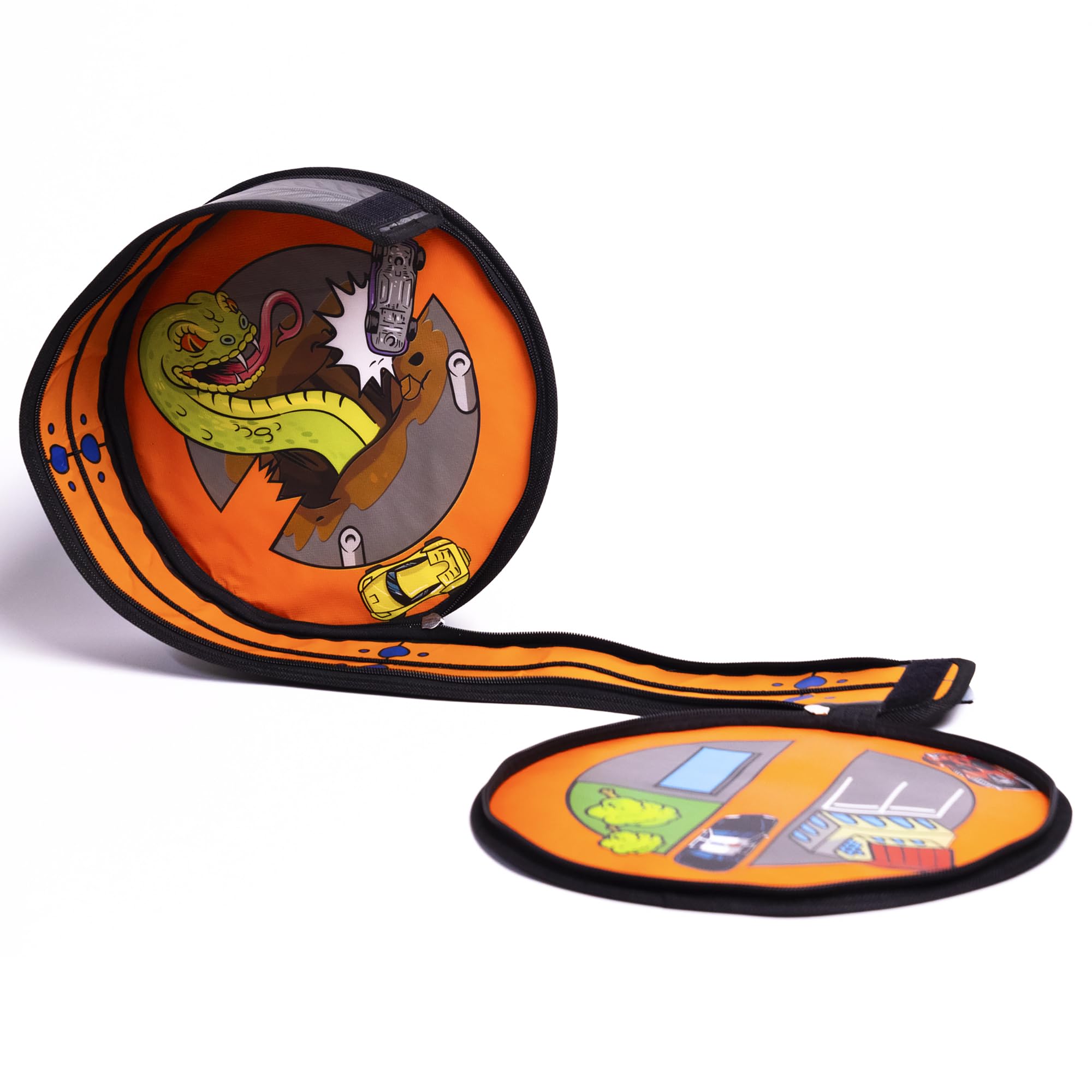 Hot Wheels ZipBin Wheelie asiendo con asa para transporte fácil