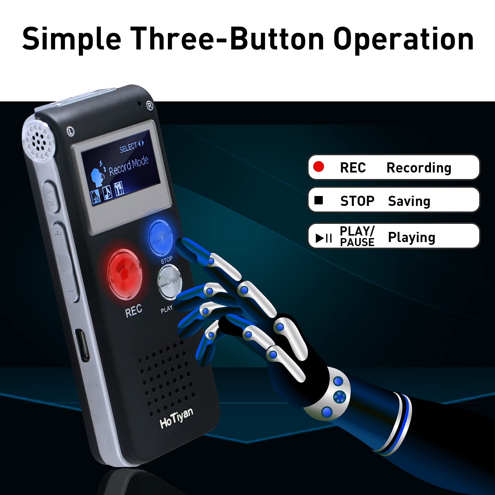HoTiyan close-up of microphone and buttons for clearer voice capture benefit