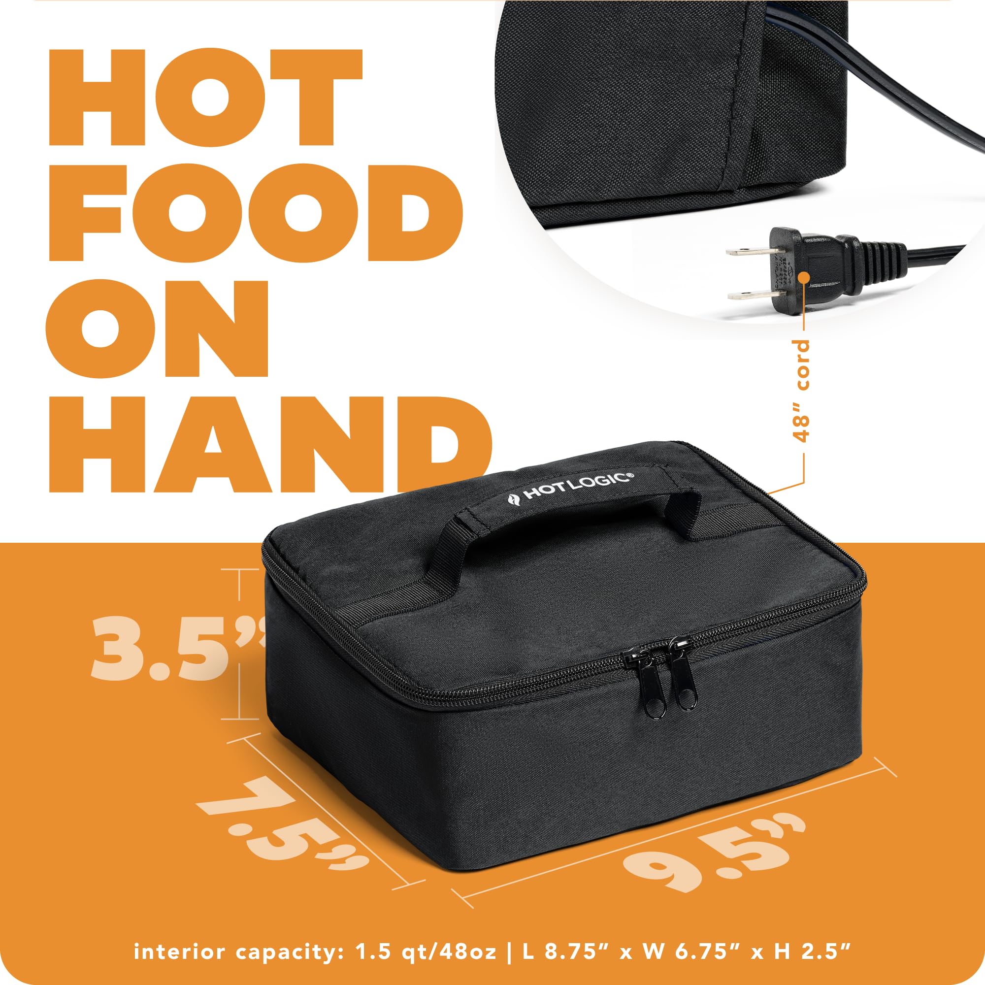 HOTLOGIC Mini etiqueta 120V y especificaciones para uso seguro y claro