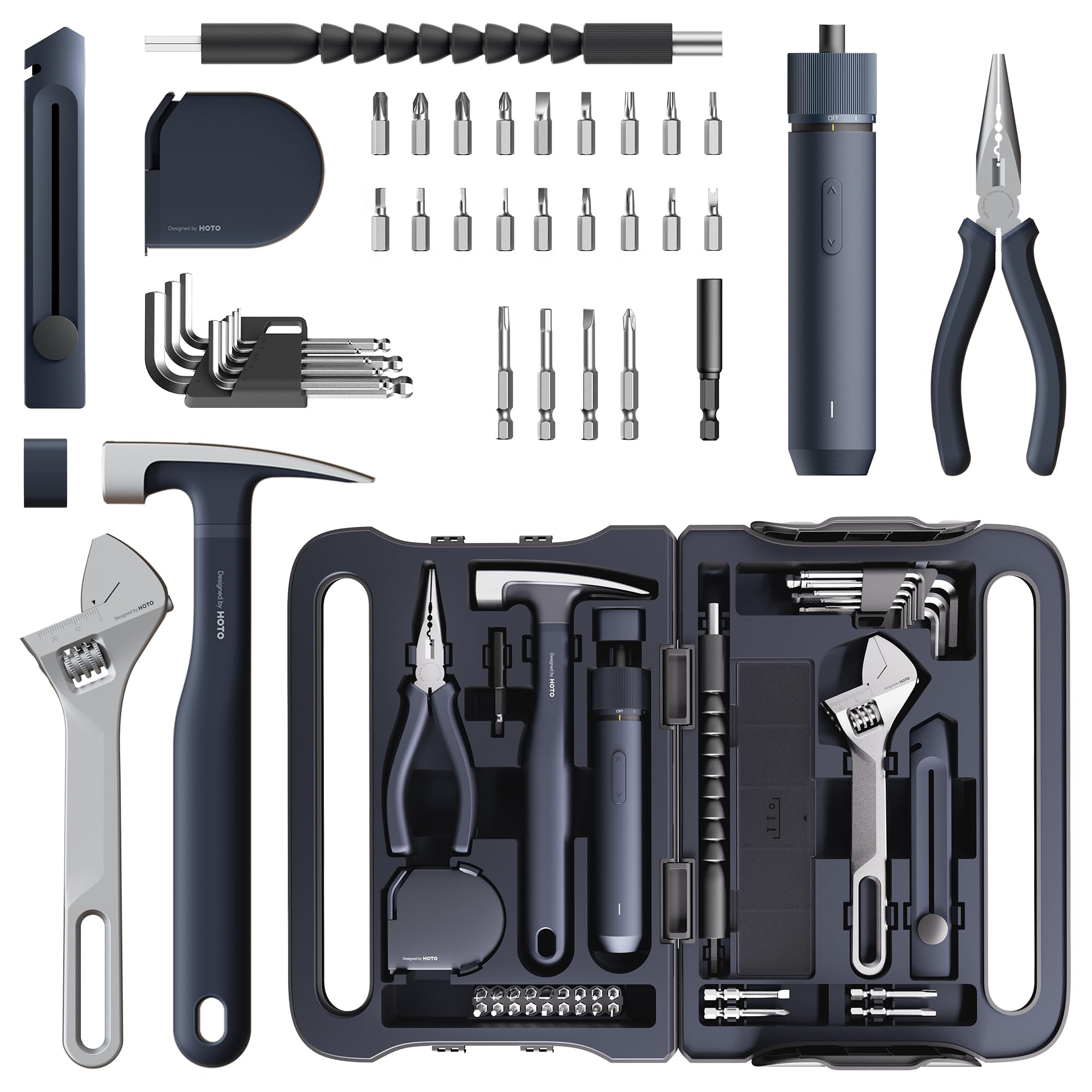 HOTO kit 40 piezas frontal mostrando estuche compacto y ordenado