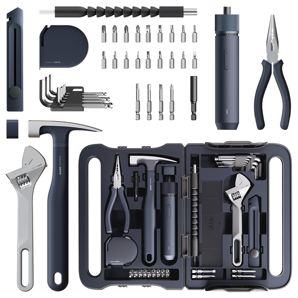 HOTO kit 40 piezas frontal mostrando estuche compacto y ordenado