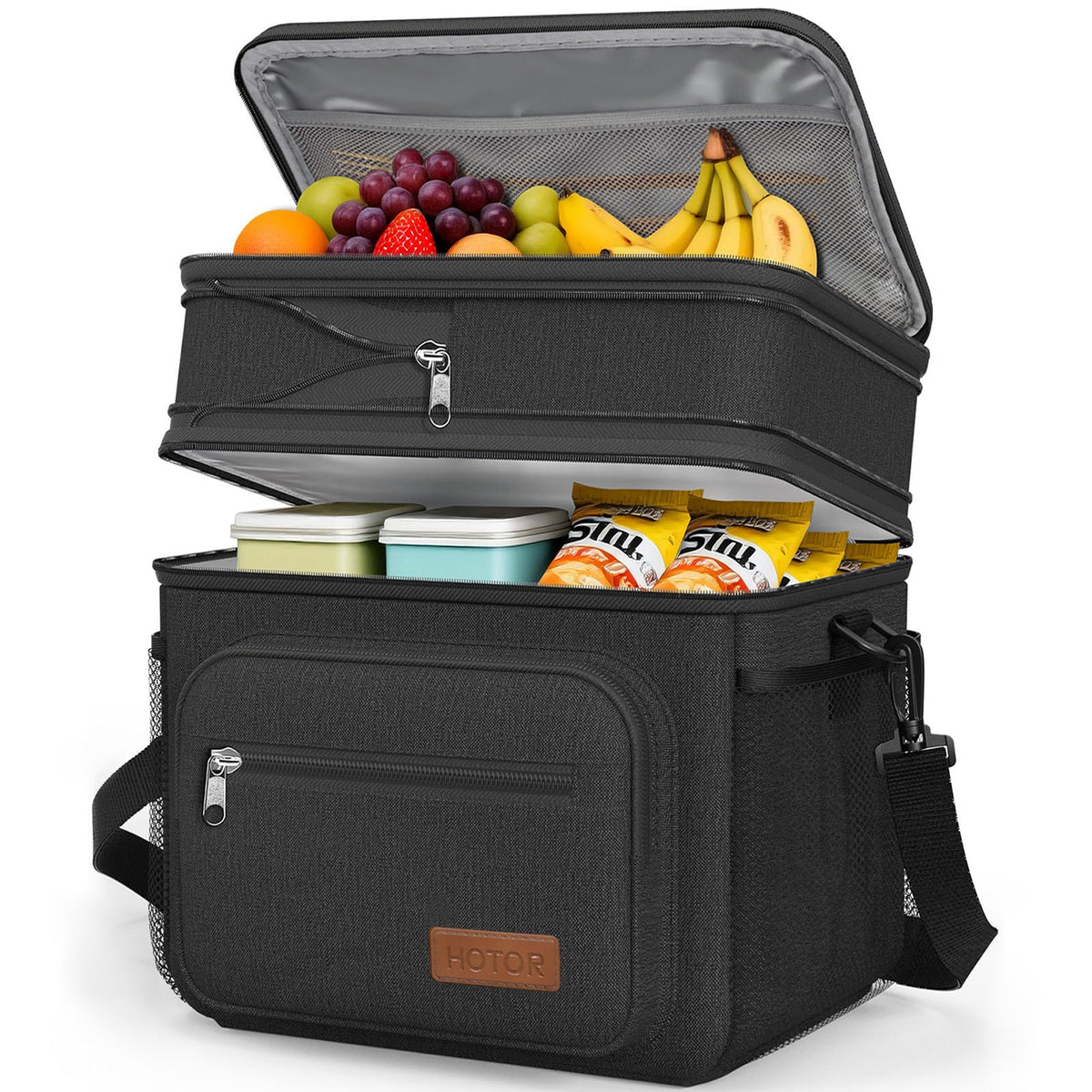 HOTOR vista frontal de la lunch box, práctica y elegante para el día
