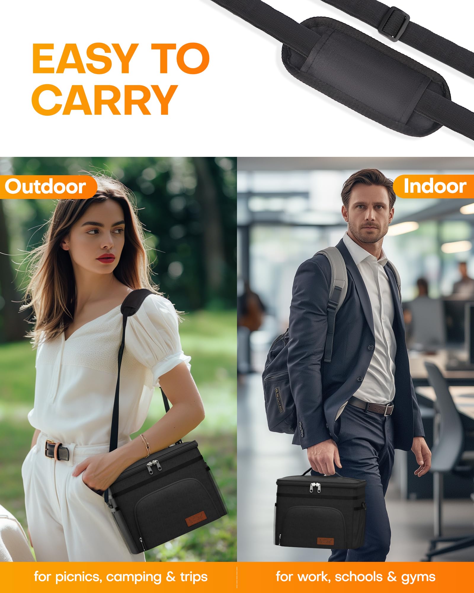 HOTOR bolsa térmica en picnic de oficina mostrando uso práctico y aspecto profesional
