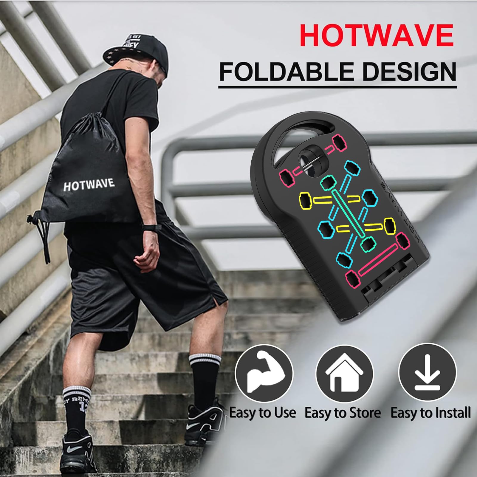 HOTWAVE comparación de tamaño con botella para escala y portabilidad