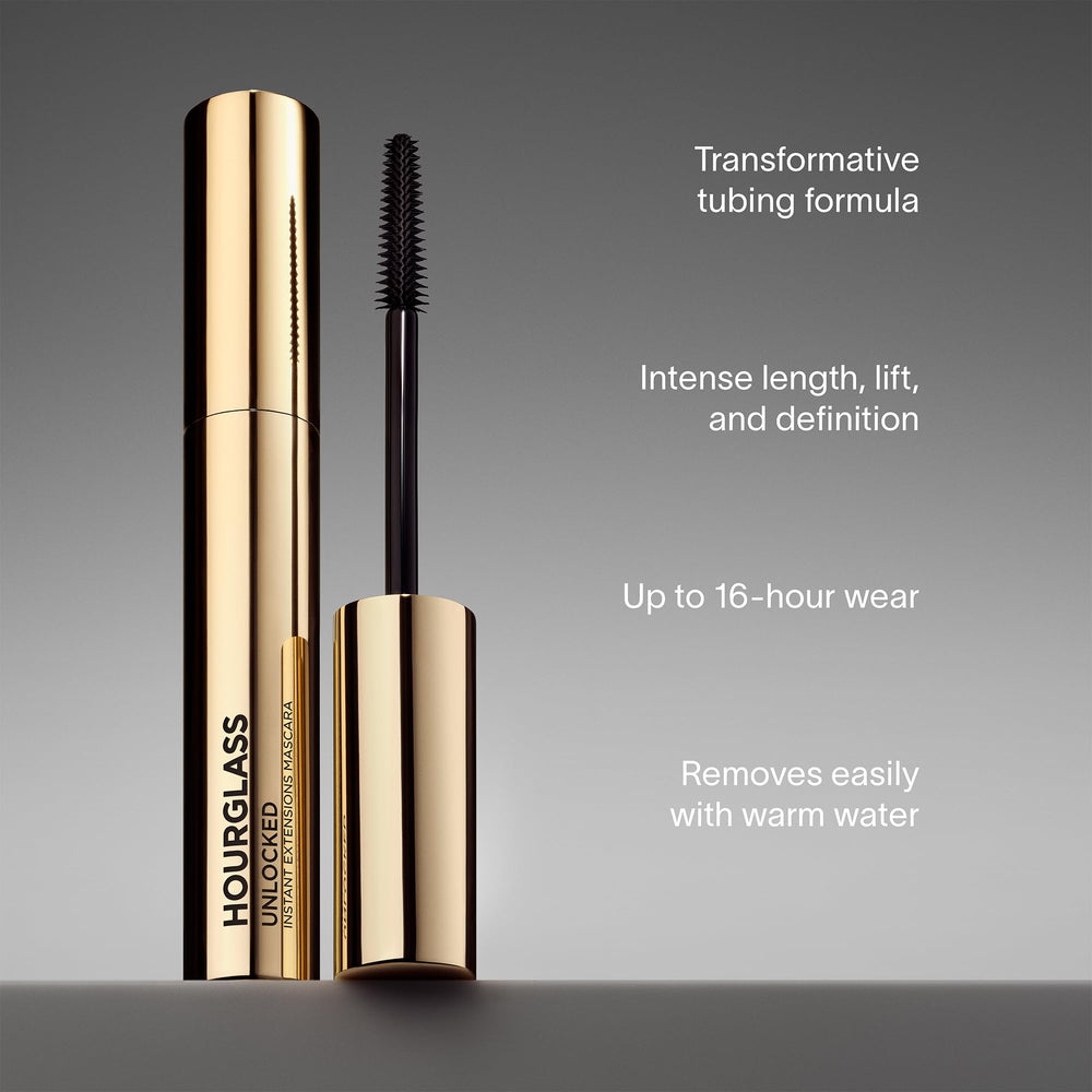 Hourglass producto en un look de noche que realza las pestañas