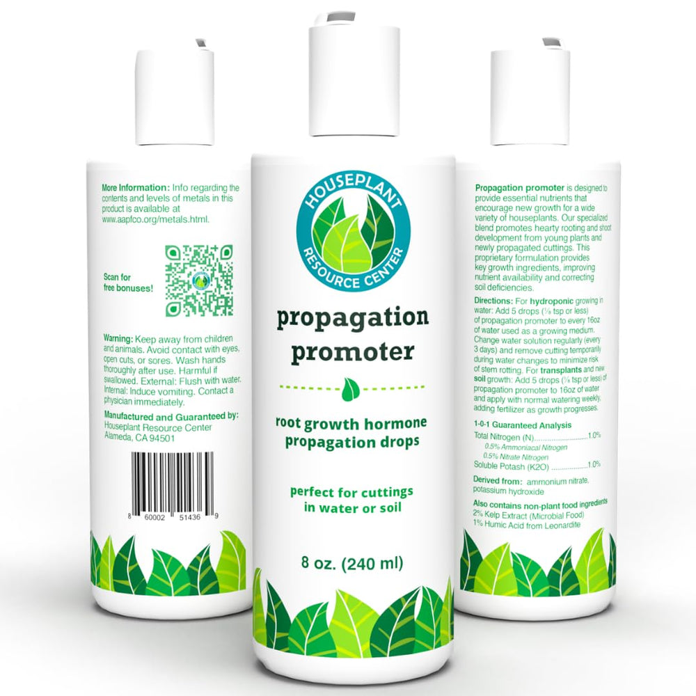 HOUSEPLANT RESOURCE CENTER bottle on plant-filled table showing everyday use and results