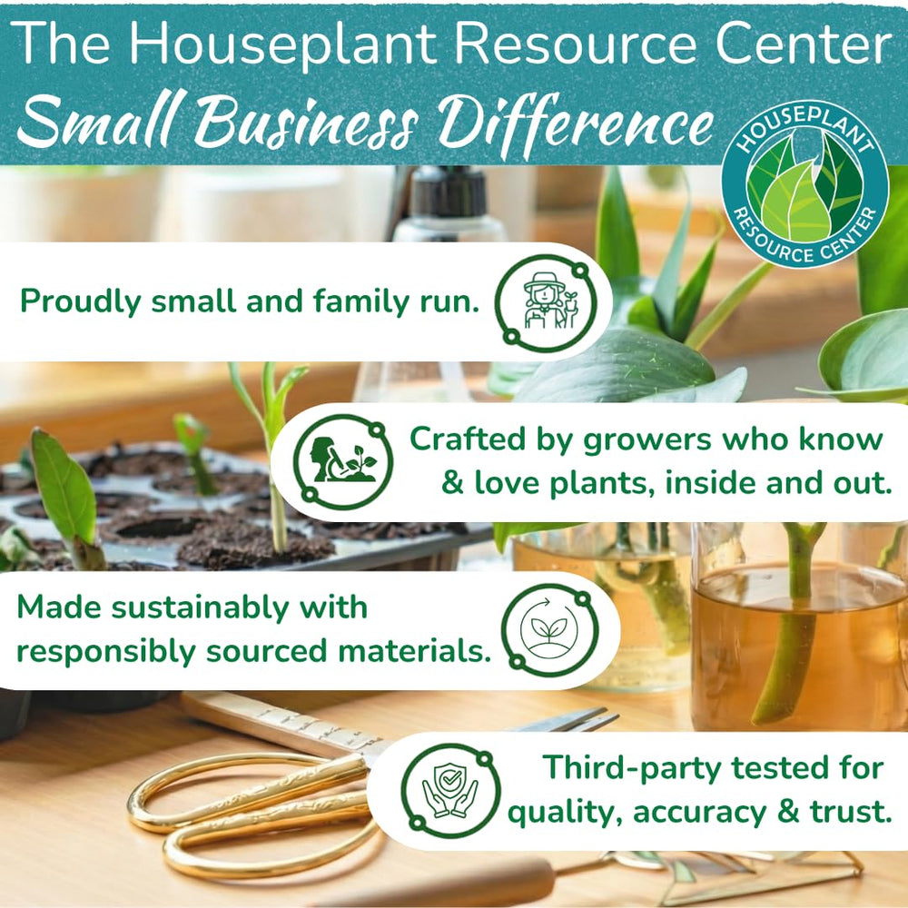 HOUSEPLANT RESOURCE CENTER bottle next to ruler showing 8 oz scale and portability