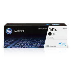 HP cartucho 141A frente del empaque mostrando marca y compatibilidad, garantiza autenticidad