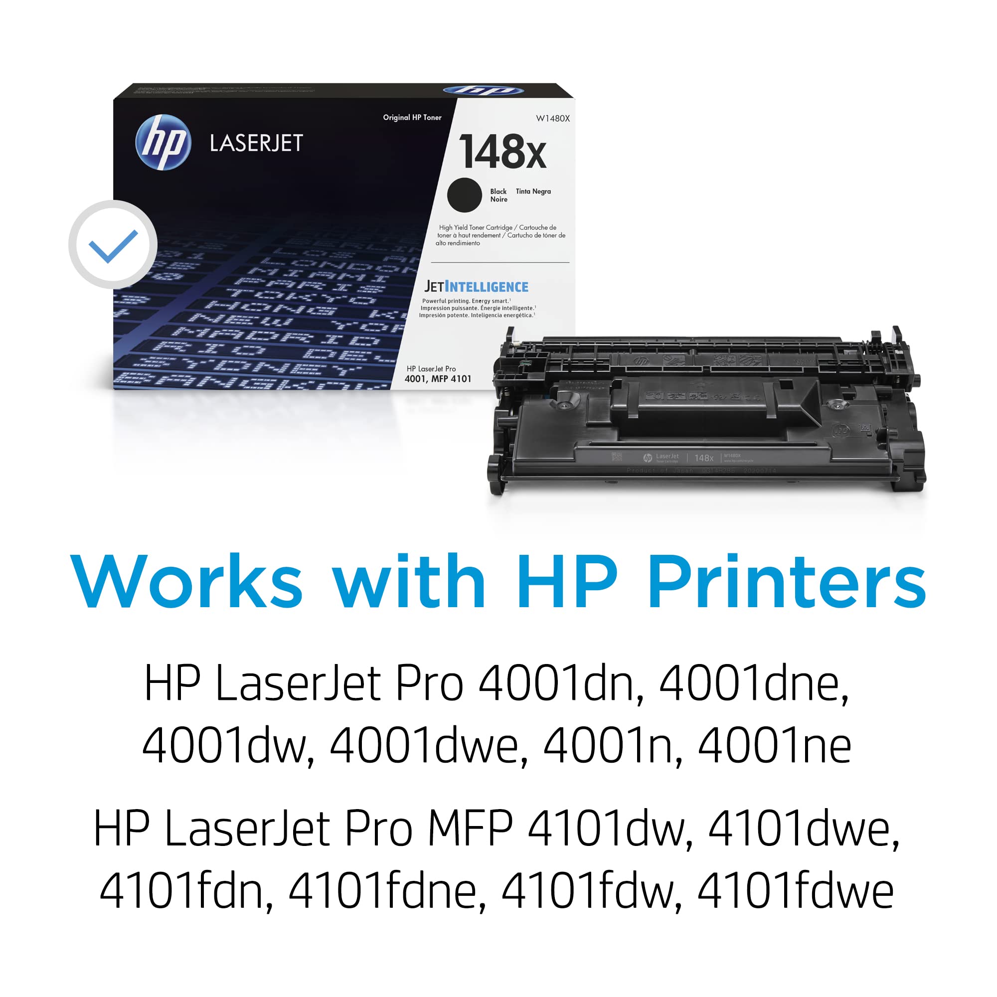 Etiqueta del HP 148X con compatibilidad y rendimiento visible
