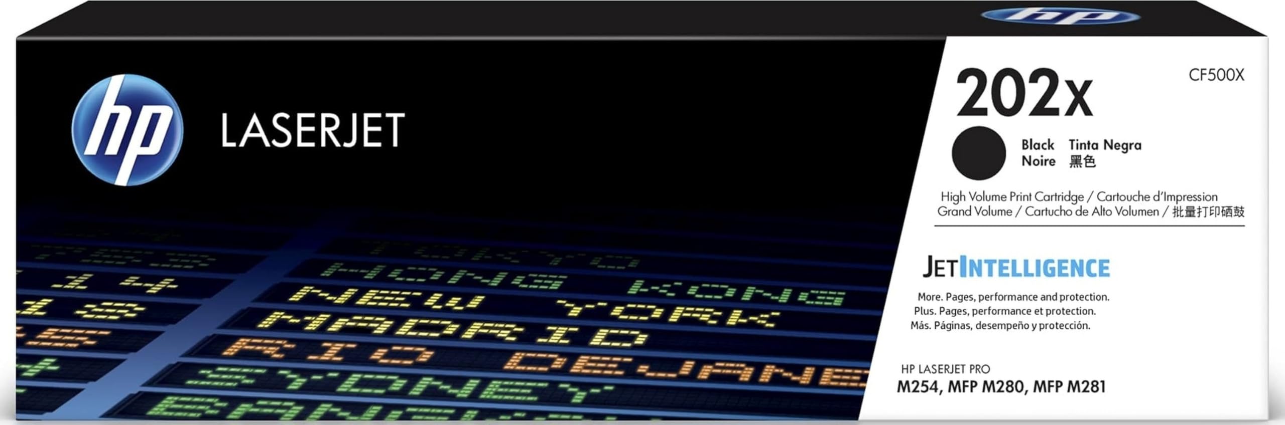 HP cartucho 202X frontal del empaque mostrando marca y compatibilidad, garantía de calidad