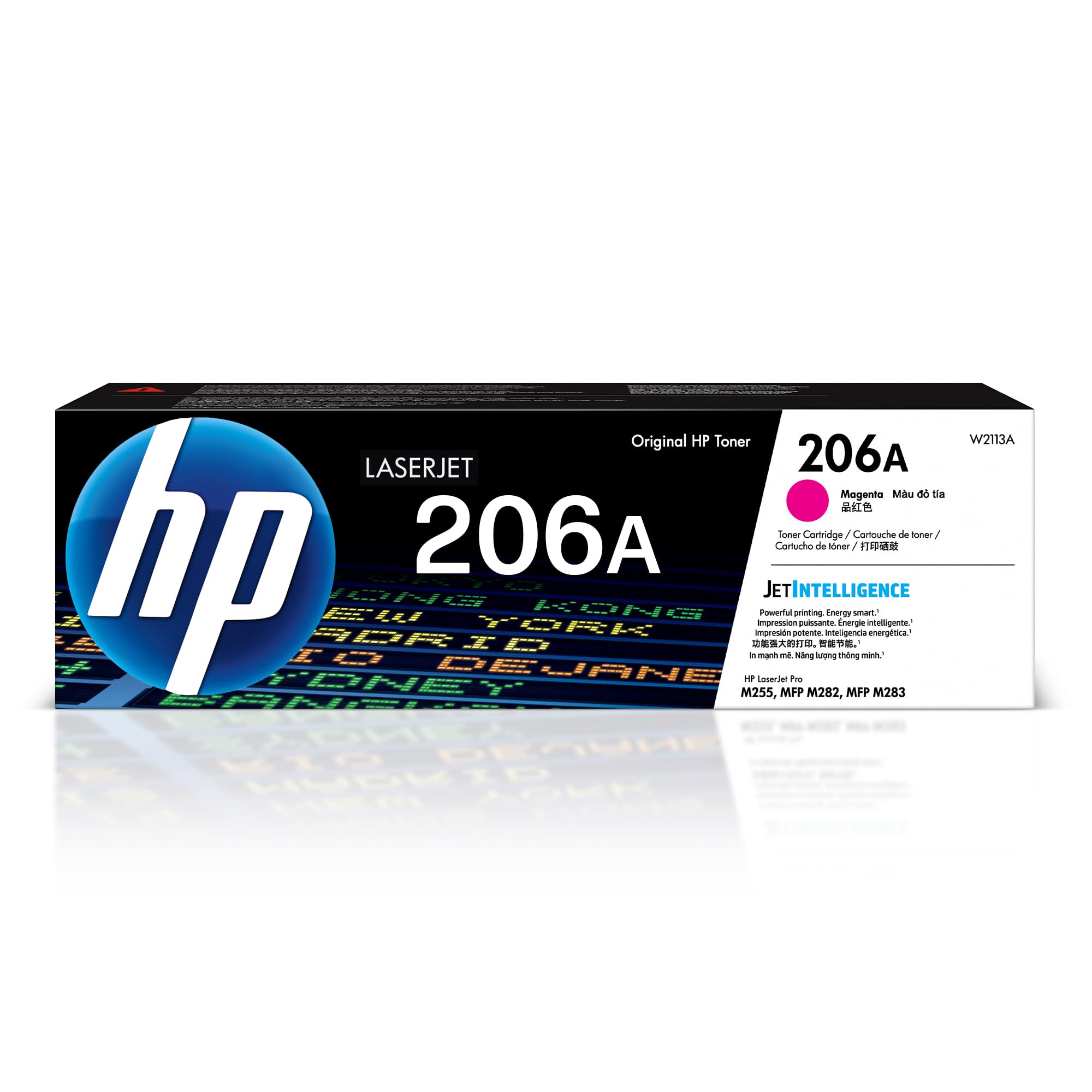 HP cartucho 206A magenta vista frontal, color consistente