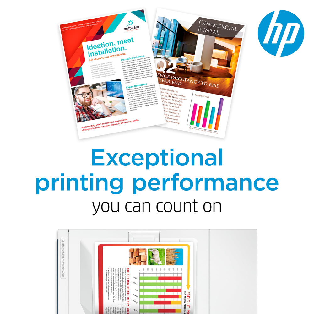 HP cartucho 215A página impresa con texto nítido, resultado profesional visible