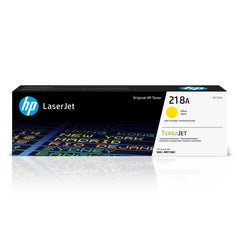 HP cartucho 218A amarillo vista frontal con etiqueta visible y beneficio de fiabilidad