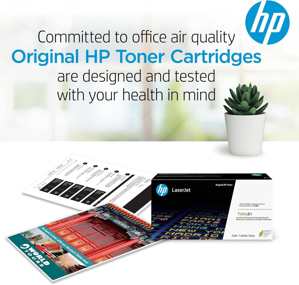 HP cartuchos en oficina con impresora funcionando mostrando resultados vivos