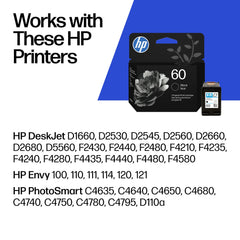 HP cartucho 60 etiqueta legible con código CC640WN, identificación rápida