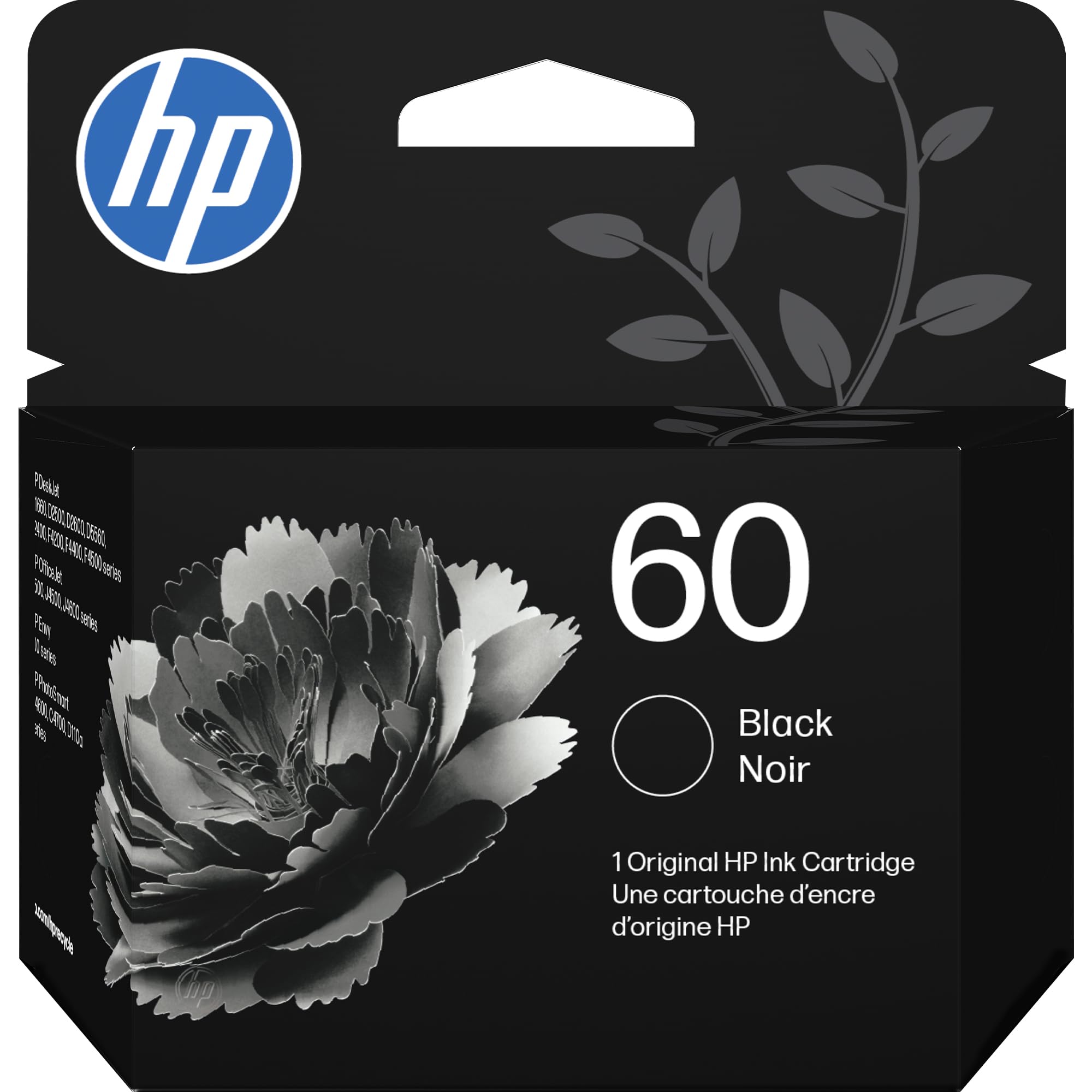 HP cartucho 60 frontal mostrando diseño y marca, confianza en calidad