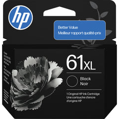 HP cartucho 61XL frontal mostrando empaque y modelo, garantiza compatibilidad