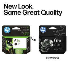 HP 61XL gota de tinta negra mostrando textura, ofrece textos intensos