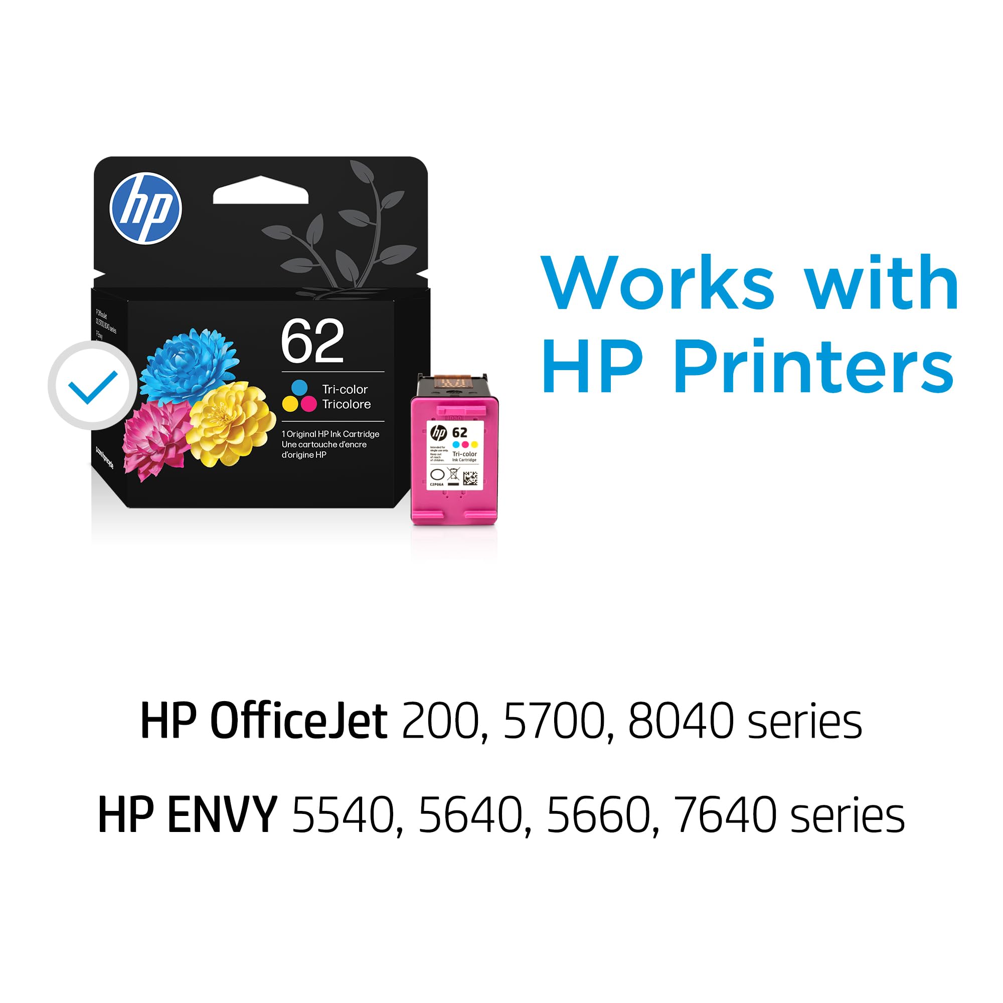 HP cartucho 62 boquilla y contactos en primer plano para instalación precisa y fiable